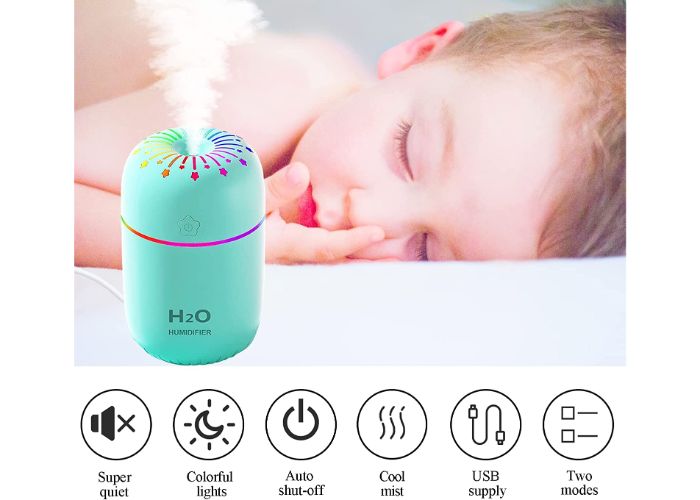 Mini Humidificateur D'air USB - Pour Chambre, Bureau, Voiture, 2 Modes Brume, Veilleuse LED